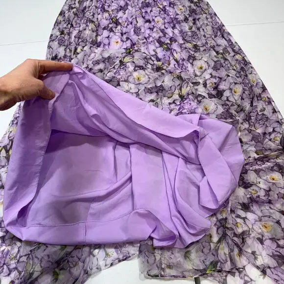 Badgley Mischka Floral Mock
Neck Pleated Gown Purple Maxi dress Size 12 - Picture 4 of 6